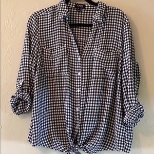 Black and white gingham blouse